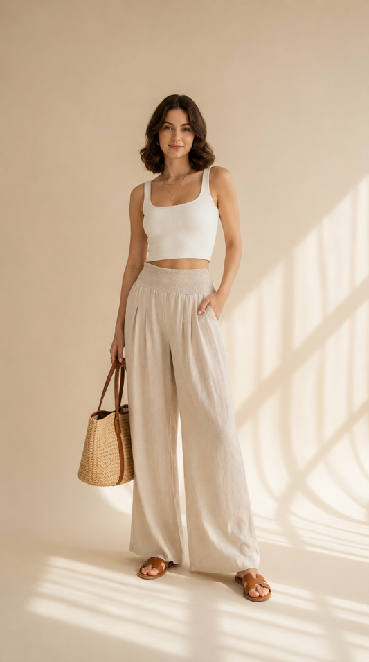 Iris | Pantalon Large Élégant pour Femme