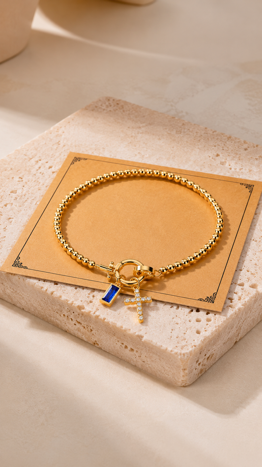 Élora | Bracelet Croix Élégance Dorée