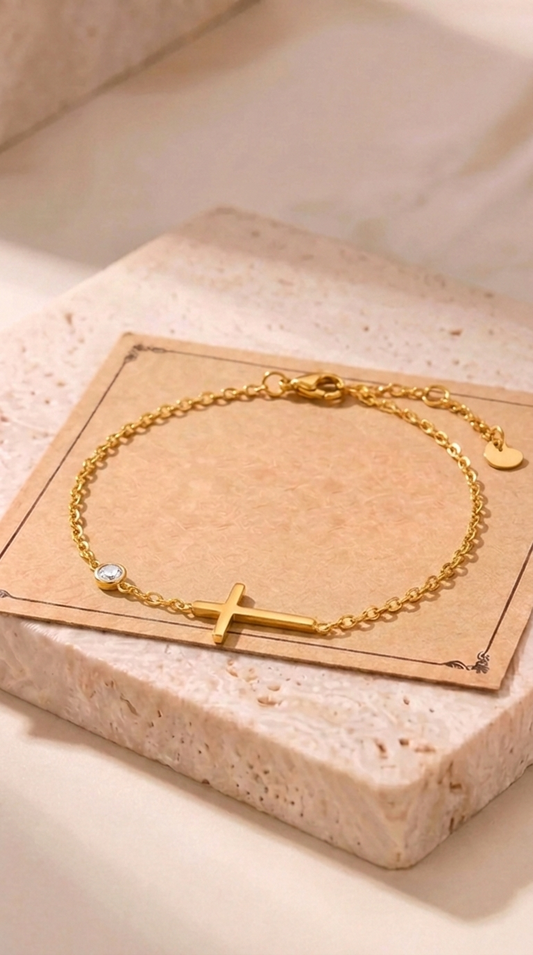 Chloé | Bracelet Croix en Acier Inoxydable