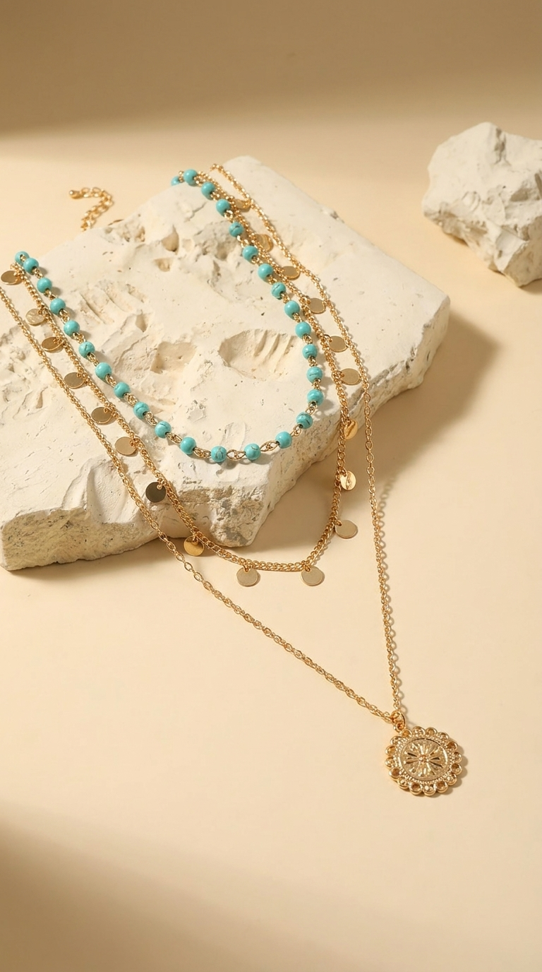 Isabelle | Collier Fin avec Pendentif Turquoise