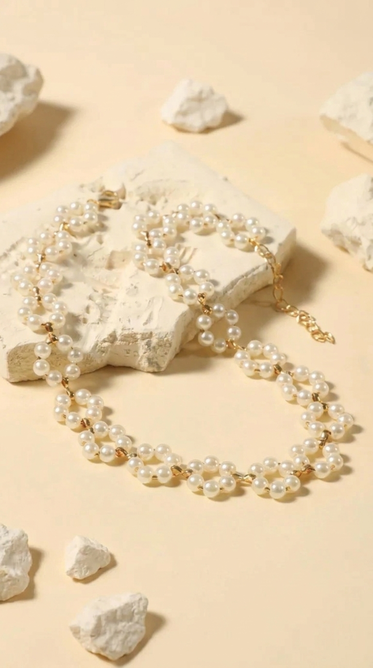 Fleur | Collier doré fleurs & perles