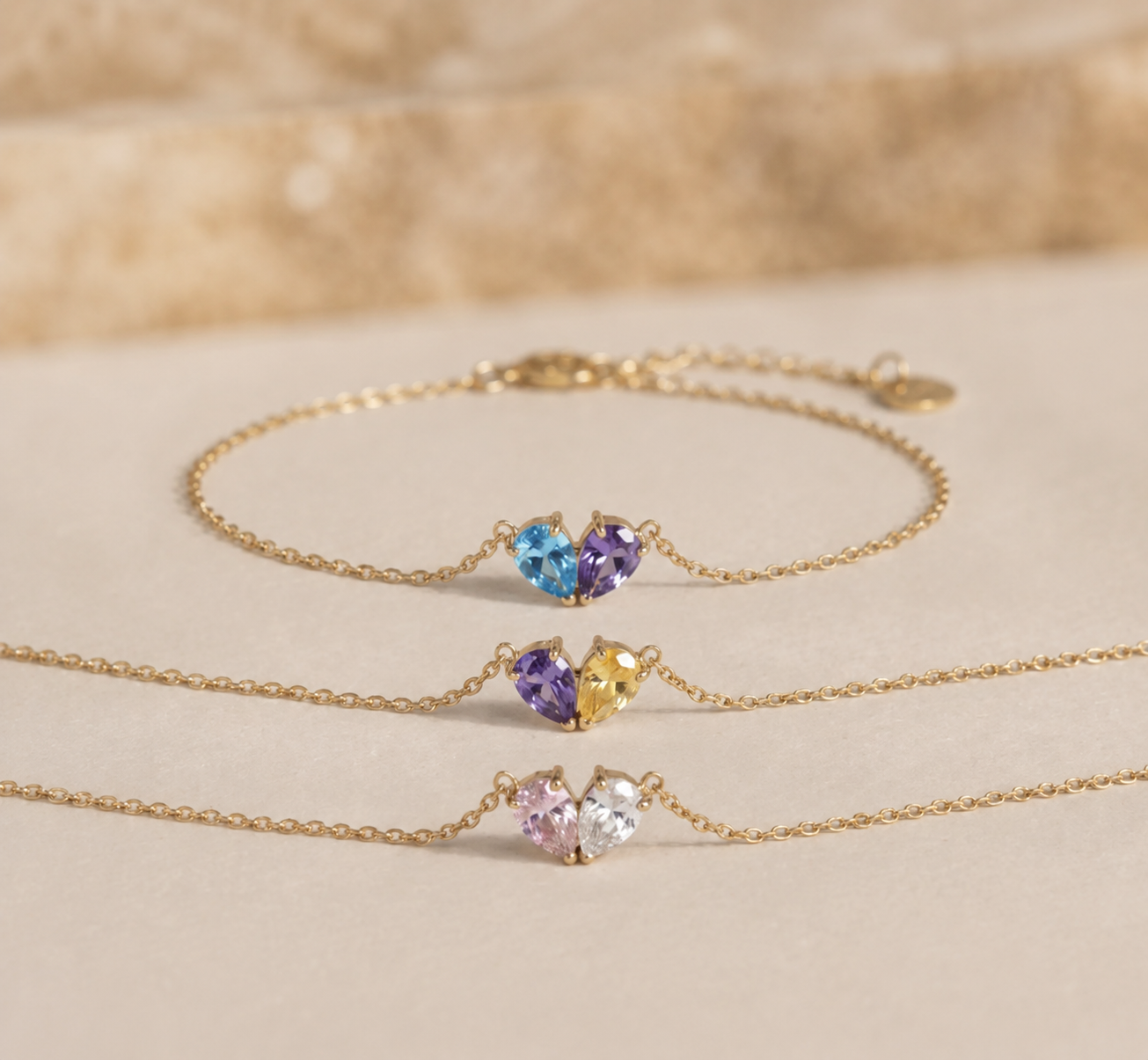 Amélie | Bracelet Cœur aux Pierres de Naissance