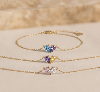 Amélie | Bracelet Cœur aux Pierres de Naissance