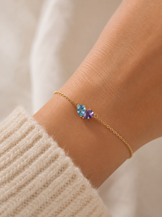 Amélie | Bracelet Cœur aux Pierres de Naissance