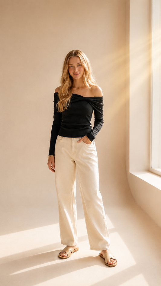 Camille | Top Épaules Dénudées Slim Fit