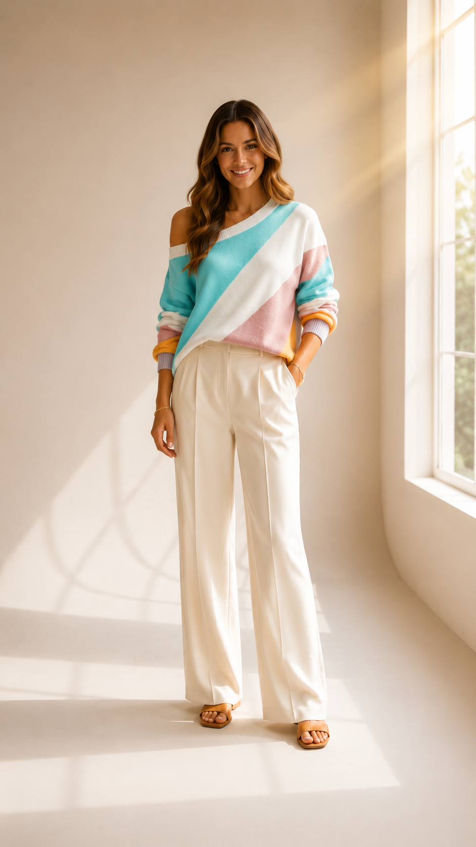 Elise | Pull tricoté colorblock pour femme