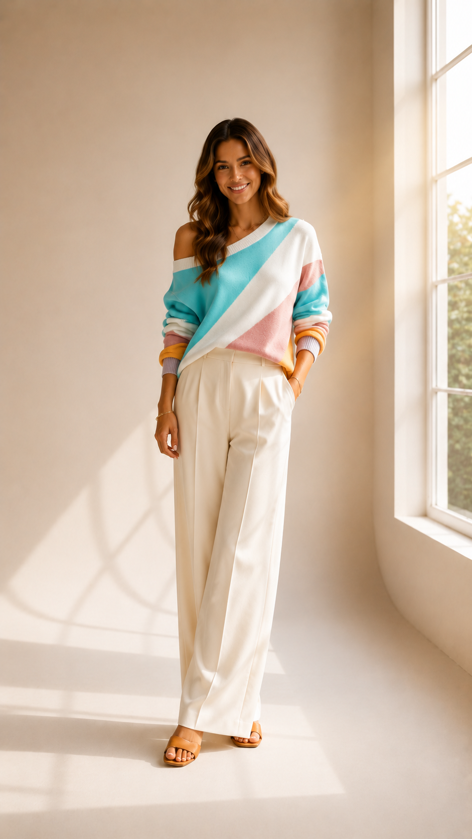 Elise | Pull tricoté colorblock pour femme