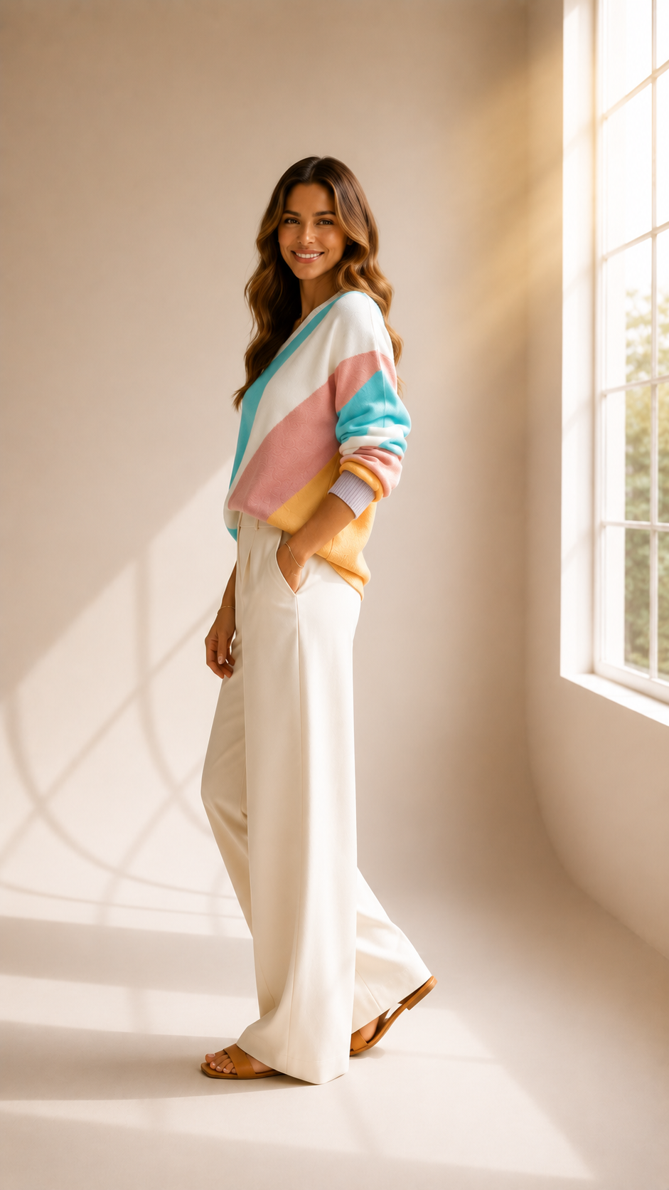 Elise | Pull tricoté colorblock pour femme