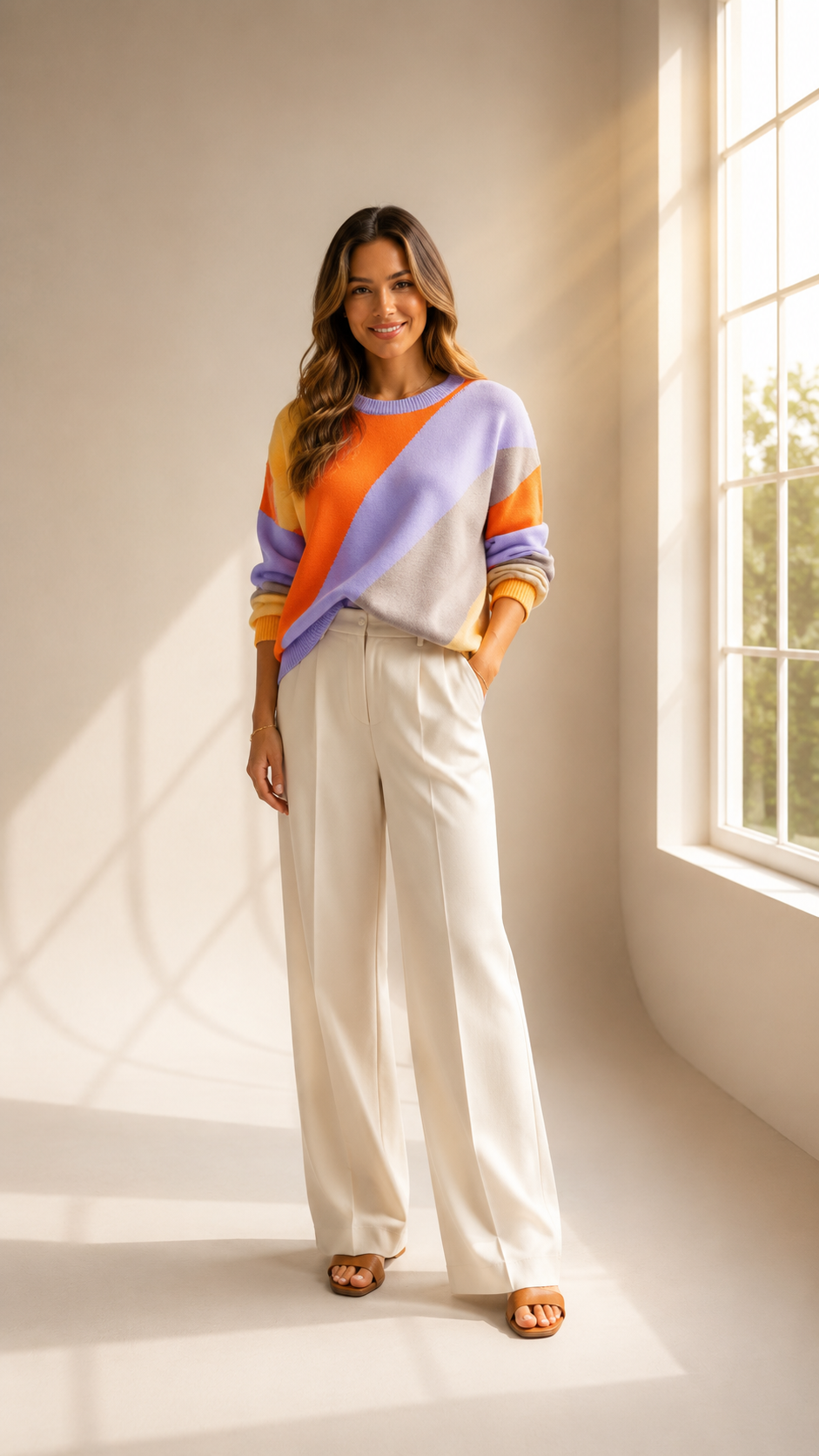 Elise | Pull tricoté colorblock pour femme