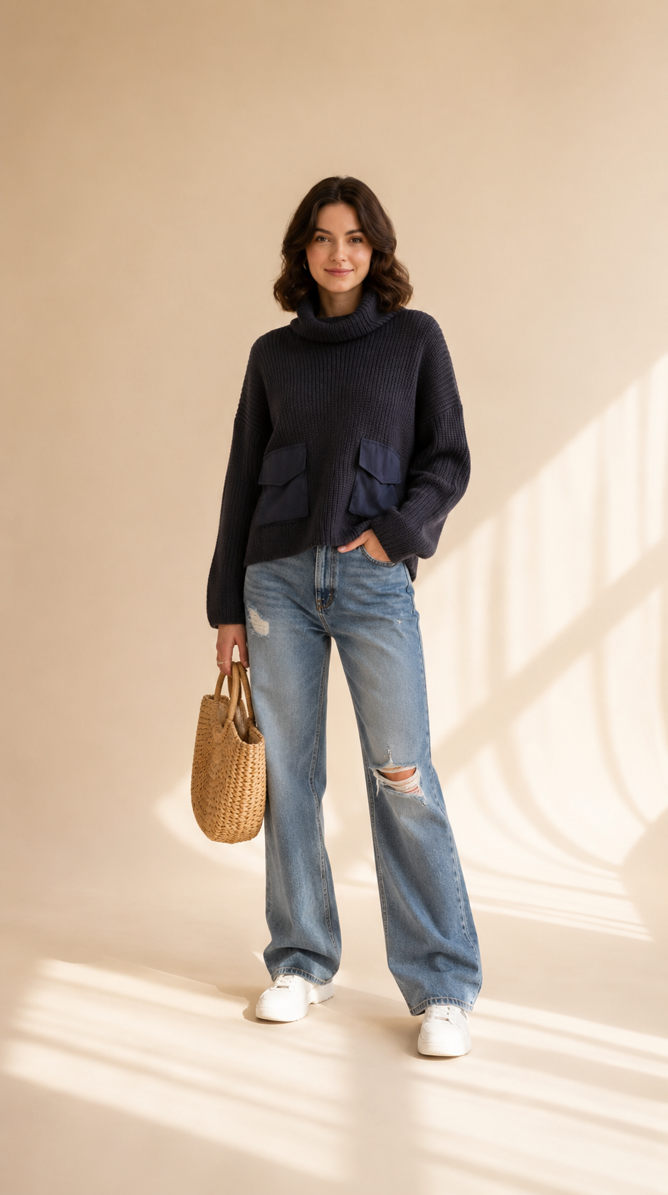 Camille | Pull oversize en maille à manches chauve-souris