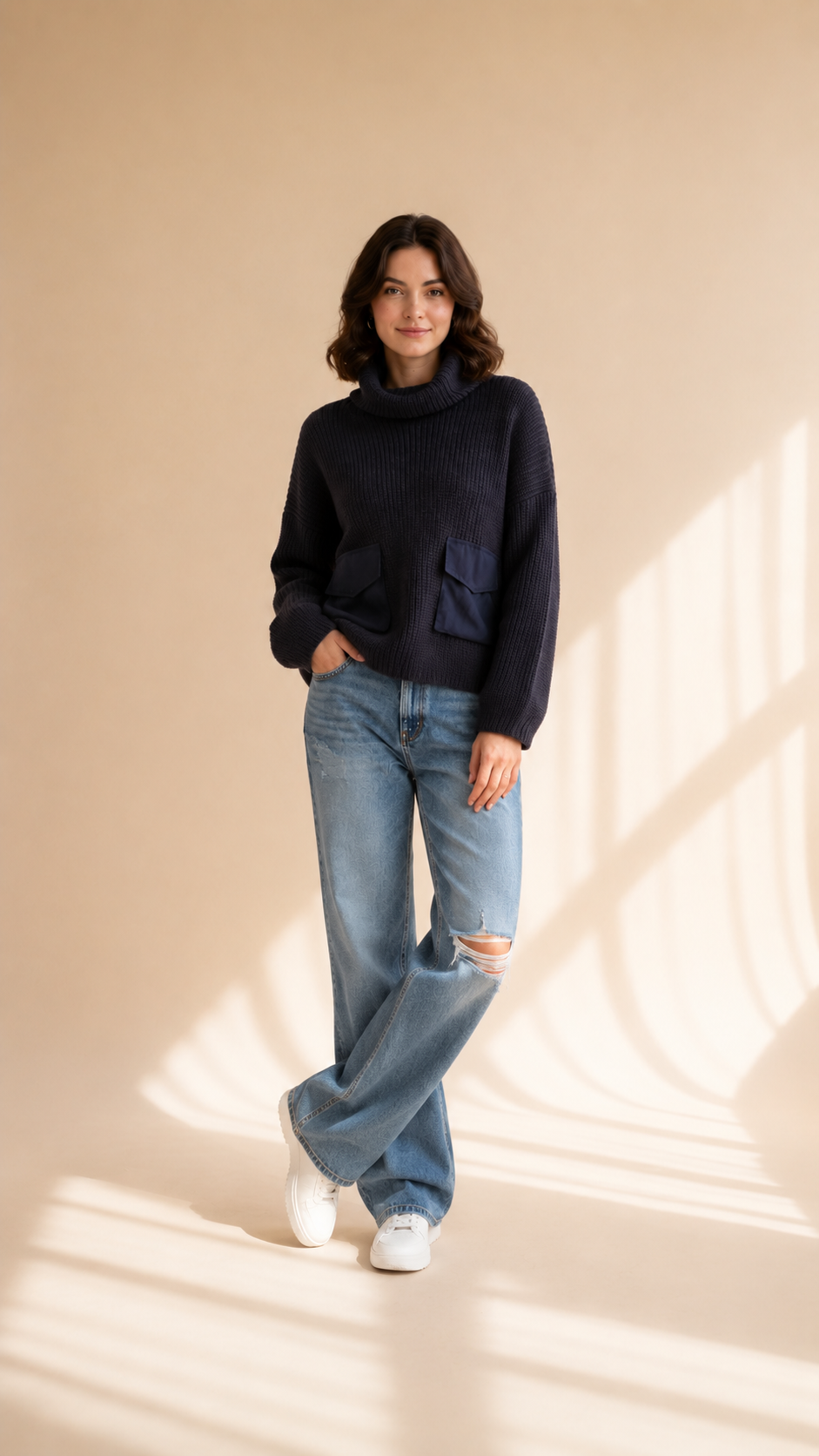 Camille | Pull oversize en maille à manches chauve-souris