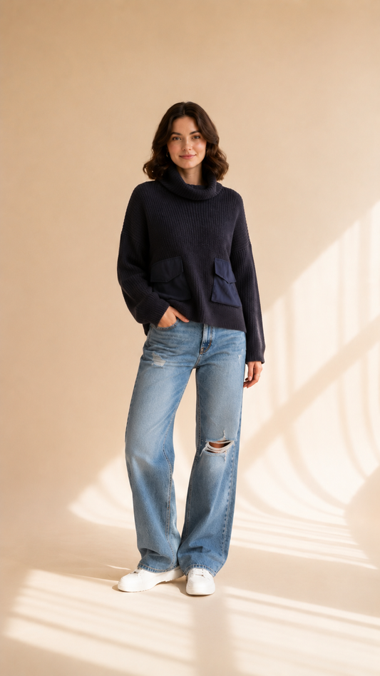 Camille | Pull oversize en maille à manches chauve-souris