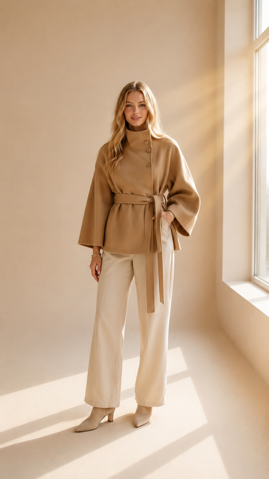 Diane | Manteau Col Montant avec Ceinture
