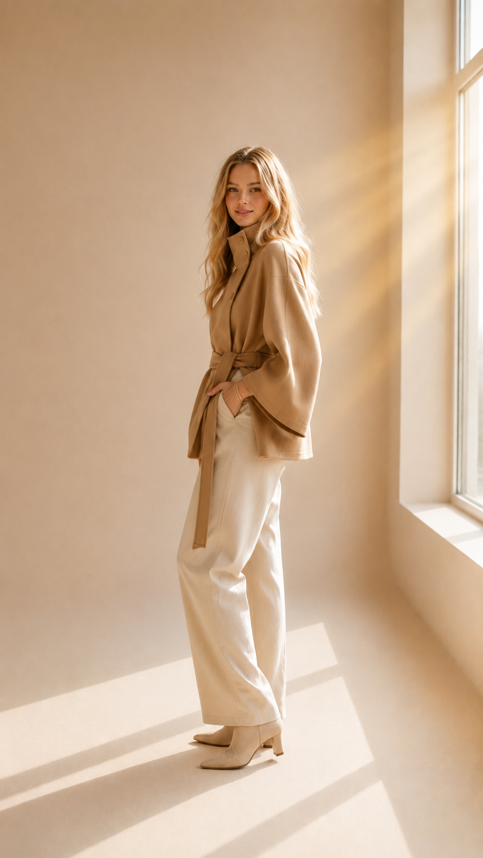 Diane | Manteau Col Montant avec Ceinture
