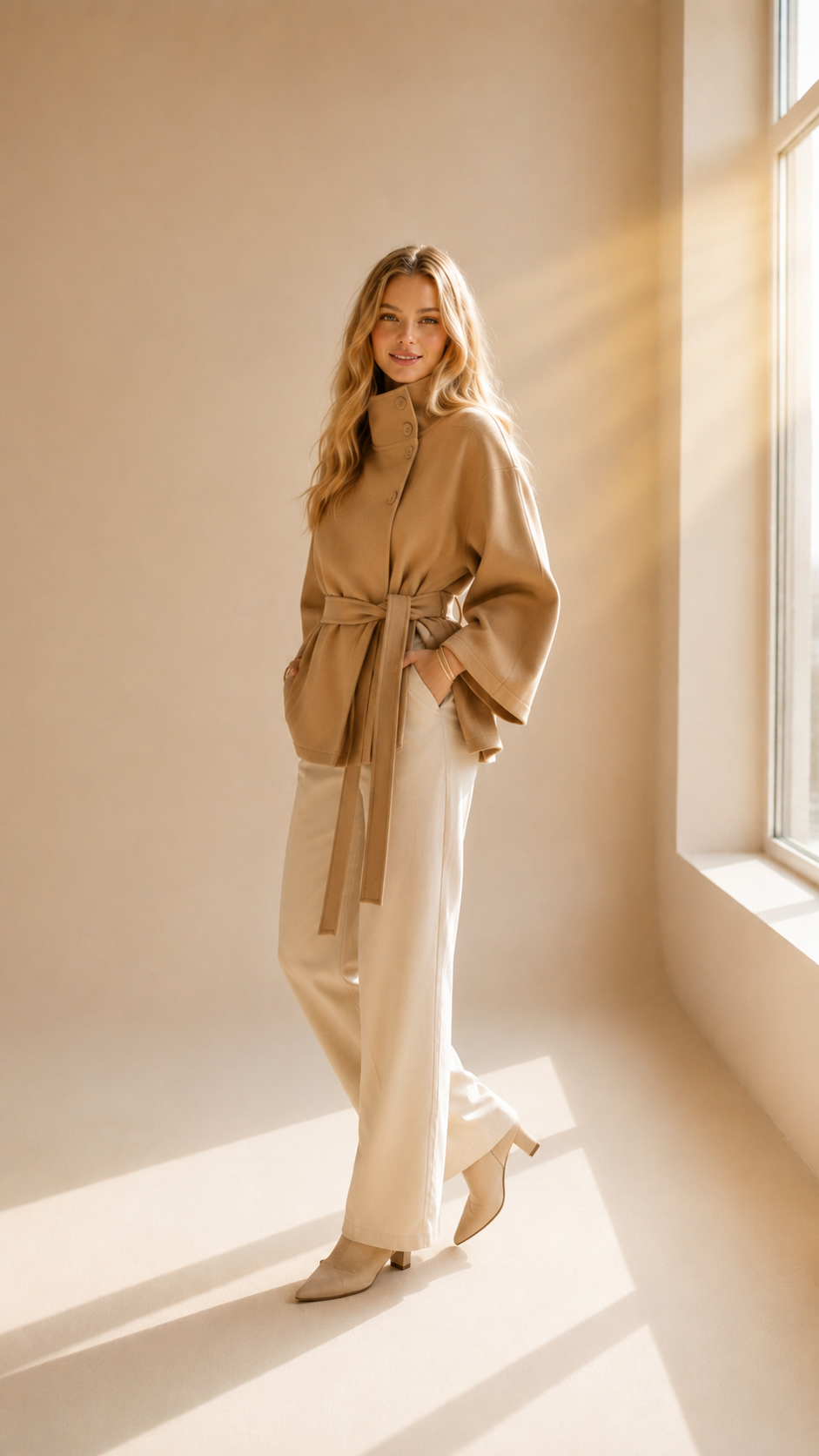 Diane | Manteau Col Montant avec Ceinture