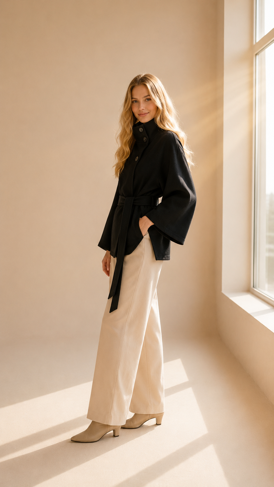 Diane | Manteau Col Montant avec Ceinture