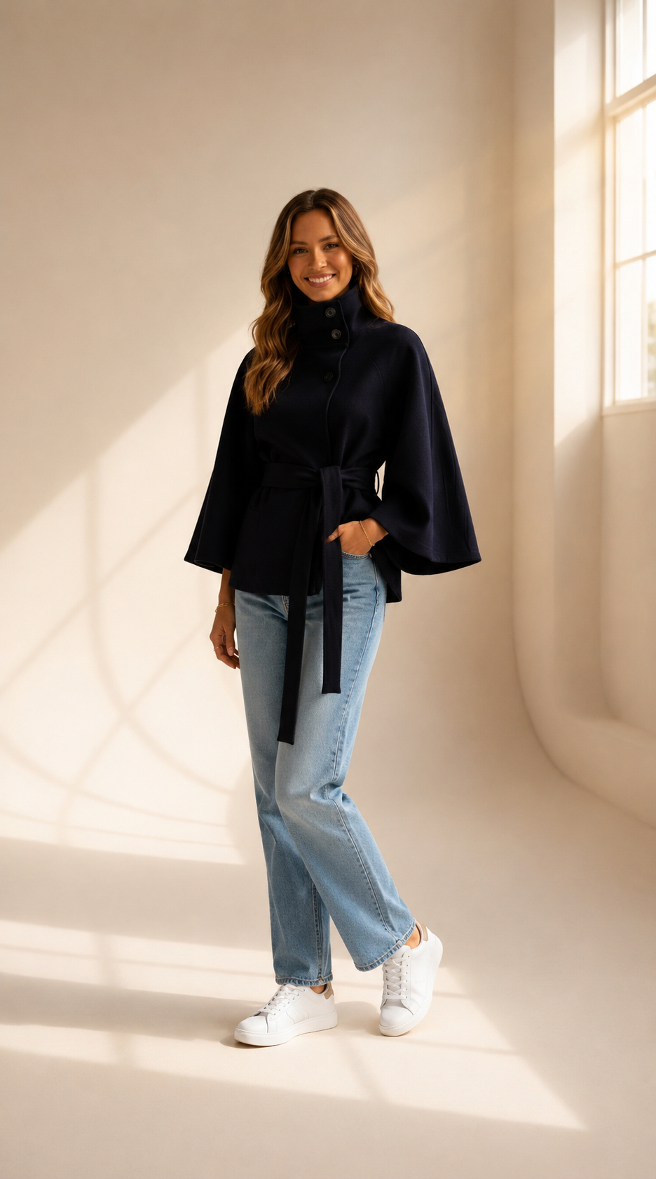 Diane | Manteau Col Montant avec Ceinture
