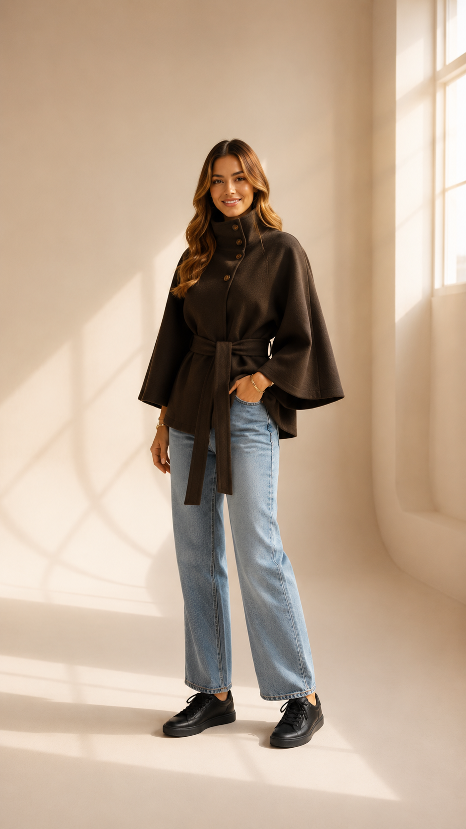 Diane | Manteau Col Montant avec Ceinture