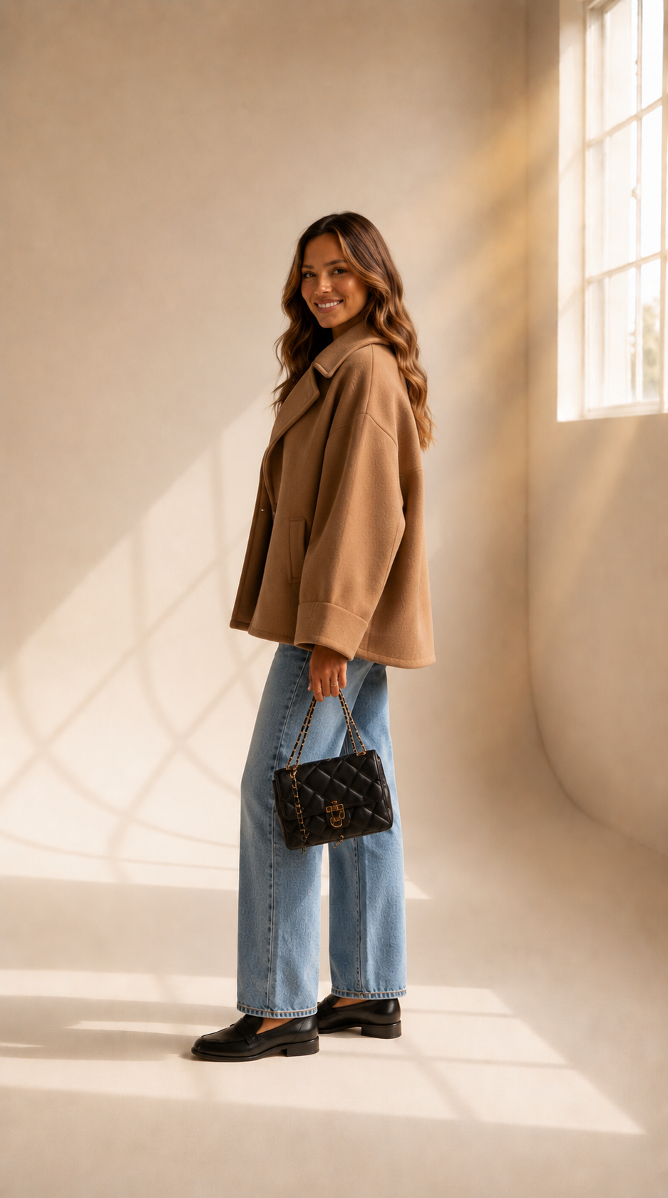 Margot | Manteau mi-long élégant à col à revers pour femme