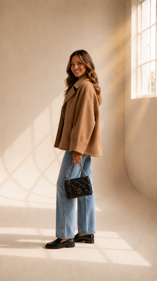 Margot | Manteau mi-long élégant à col à revers pour femme
