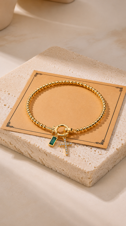 Élora | Bracelet Croix Élégance Dorée