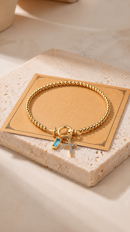 Élora | Bracelet Croix Élégance Dorée