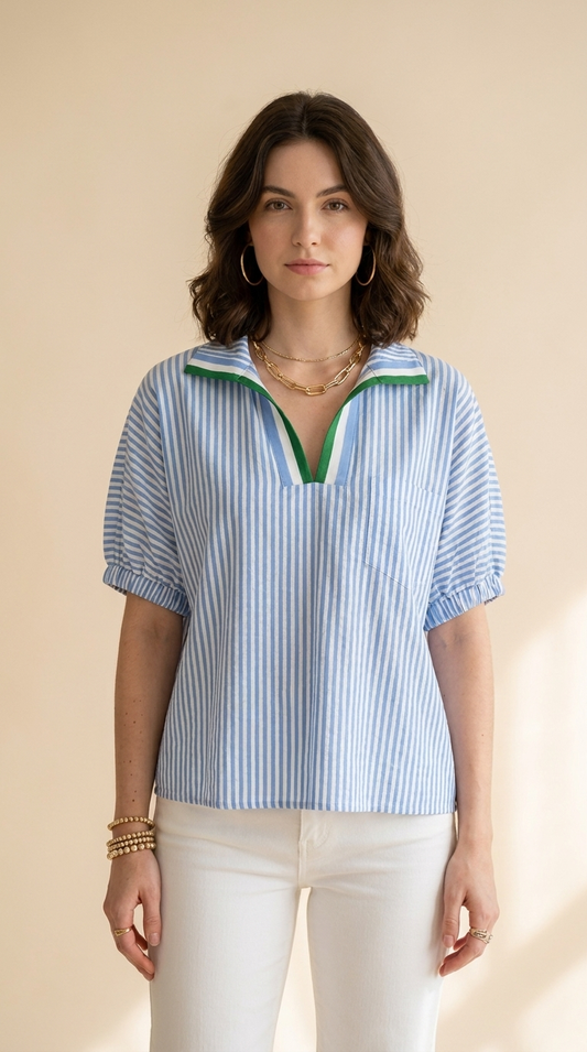 Nora | Top Color Block à Col V pour Femme