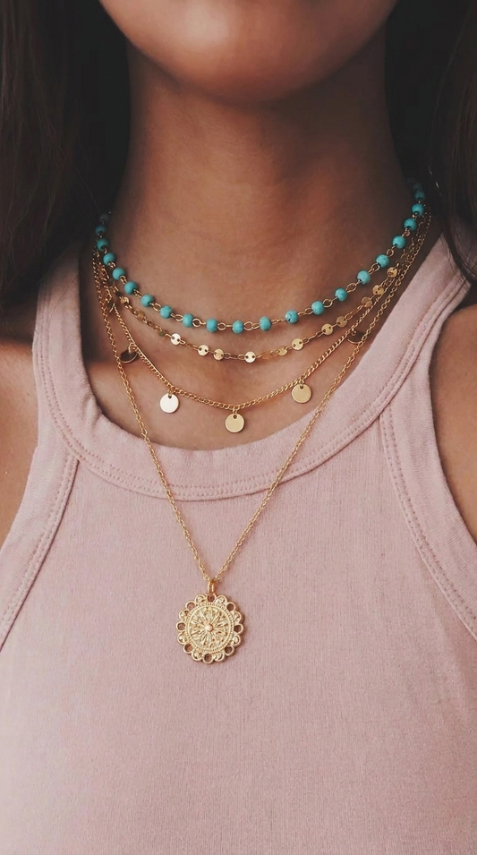 Isabelle | Collier Fin avec Pendentif Turquoise