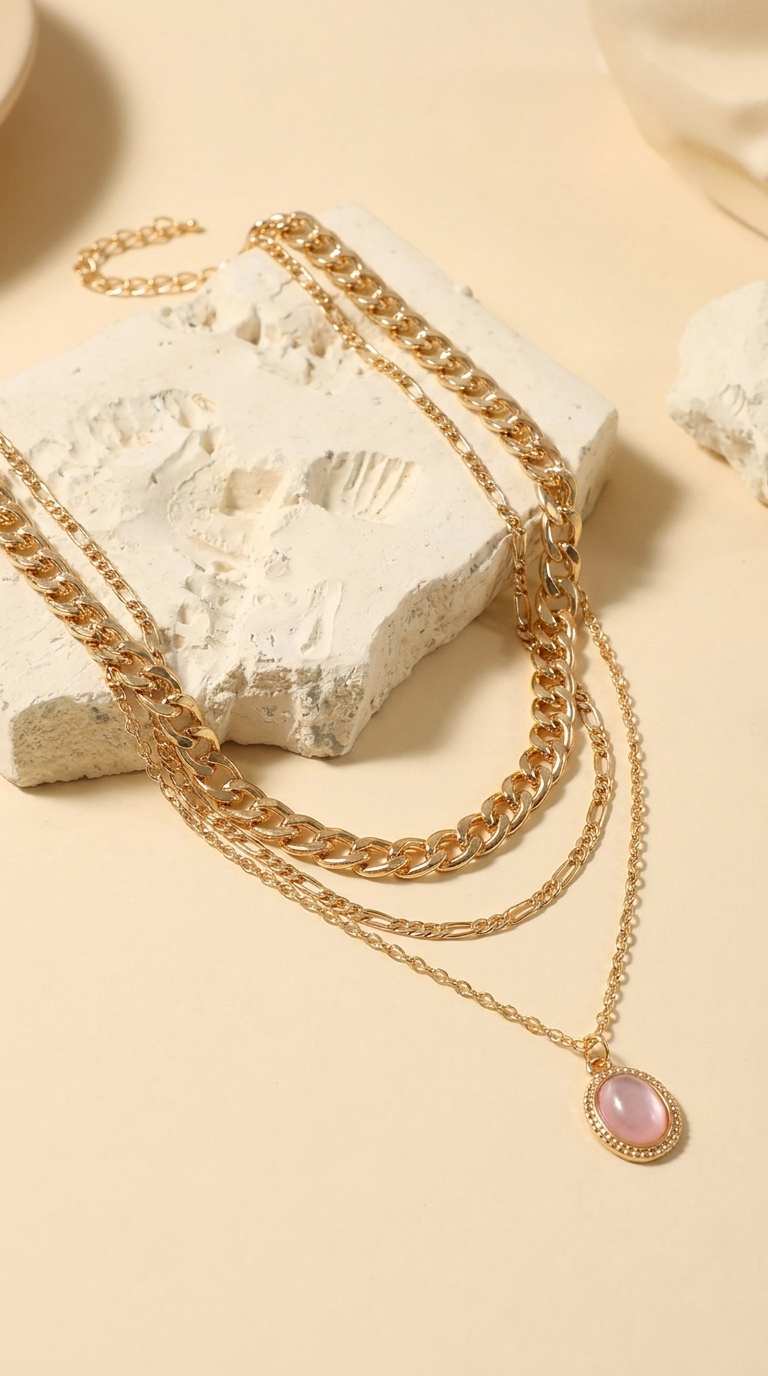 Amélie | Collier Multirang avec Pendentif Zircon