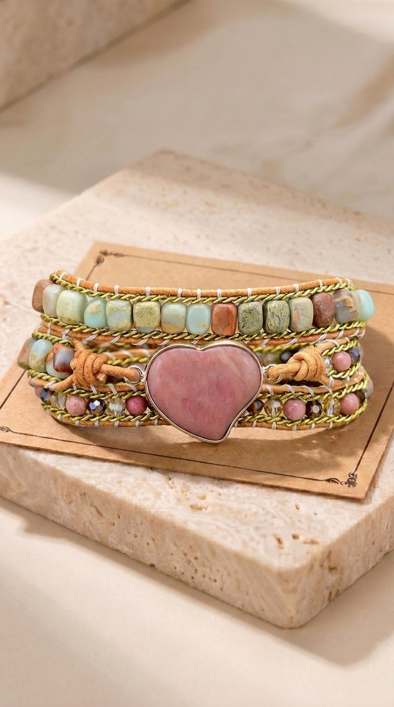 Amour | Bracelet Cœur en Pierre Naturelle