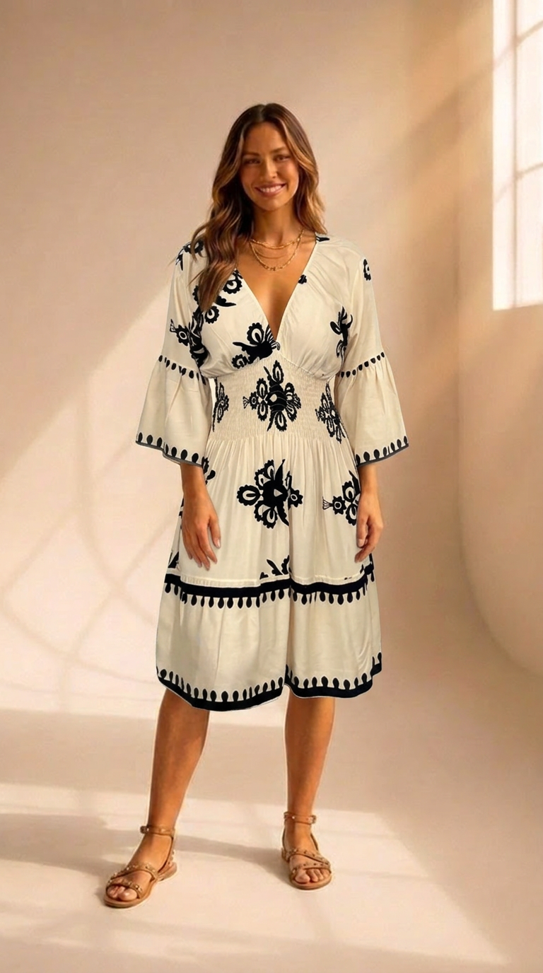 Margot | Robe Imprimée à Col V