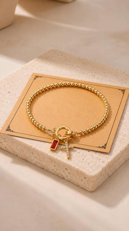 Élora | Bracelet Croix Élégance Dorée