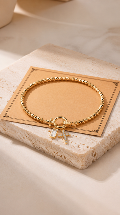 Élora | Bracelet Croix Élégance Dorée